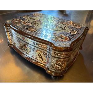 Important Boulle Marquetry Chest With A Tin Bottom, Napoleon III Period