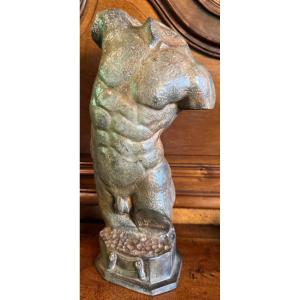 TORSE D'HOMME À L'ANTIQUE, BRONZE À PATINE NUANCÉE PAR PIERRE CHENET