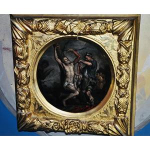 MARTYRE DE SAINT BARTHÉLEMY, HUILE SUR CUIVRE DU XVIIe SIECLE D'APRÈS JUSEPE DE RIBERA