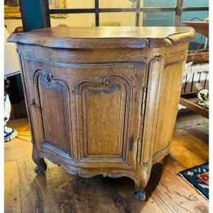 Small, Curved Sideboard With Three Curved Sides, Made Of Oak — Louis XV Period, 18th Century