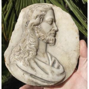 Christ In Profile — Marble Medallion Sculpted In The Style Of A Cameo, Late 17th – Early 18th Century