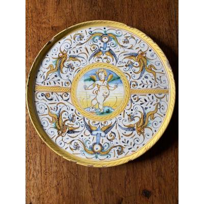 Beautiful Dish In Majolica From Deruta, XVII Th Century