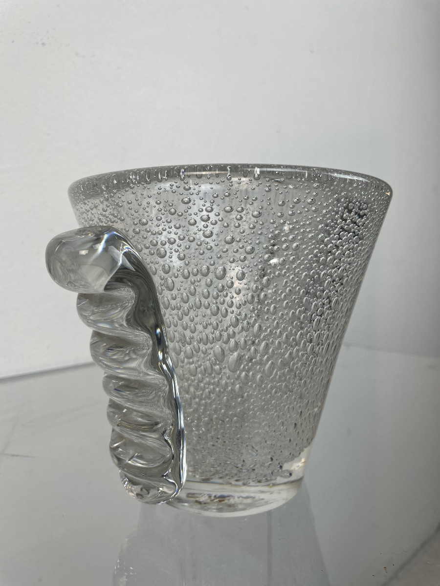 Vase D’art Deco  En Cristal Bullé Par Daum-photo-4