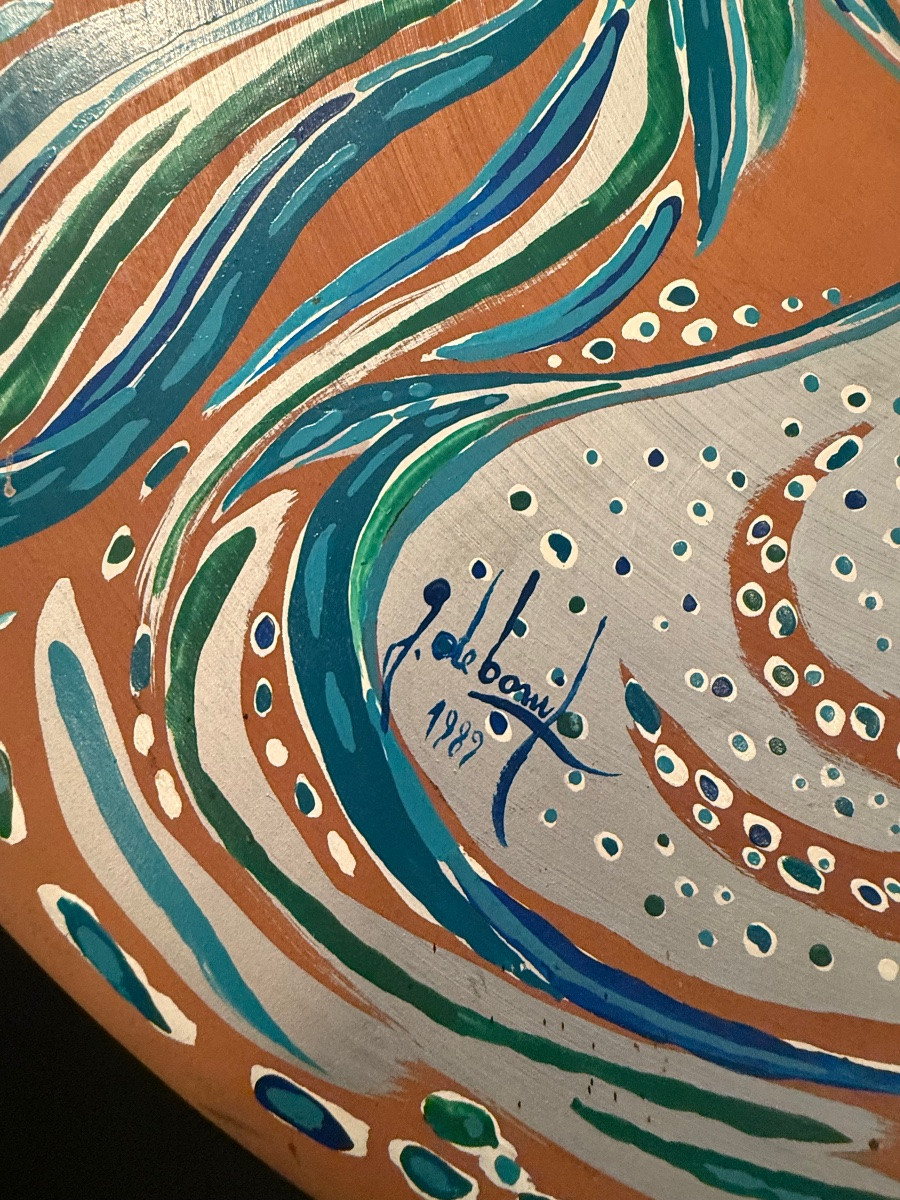 Ceramic Painting "the Great Wave" By Guido De Bonis In 1989-photo-2