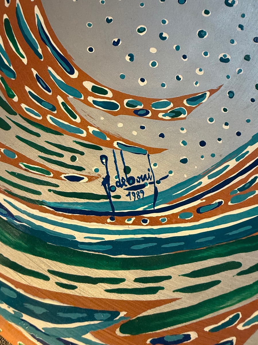 Ceramic Painting "neptune" By Guildo De Bonis In 1989-photo-2