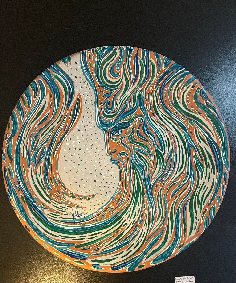 Ceramic Painting "neptune" By Guildo De Bonis In 1989