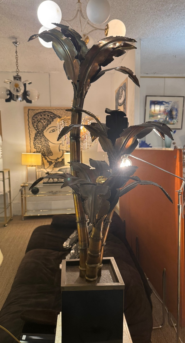 Lampadaire Palmier En Laiton Circa 1970 Par Maison Jansen