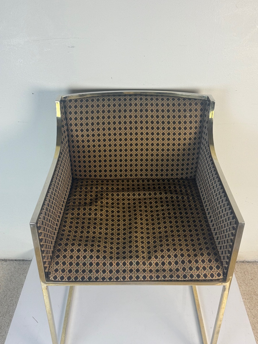 Lot de 4 Chaises en laiton argenté et doré par Willy Rizo -photo-4