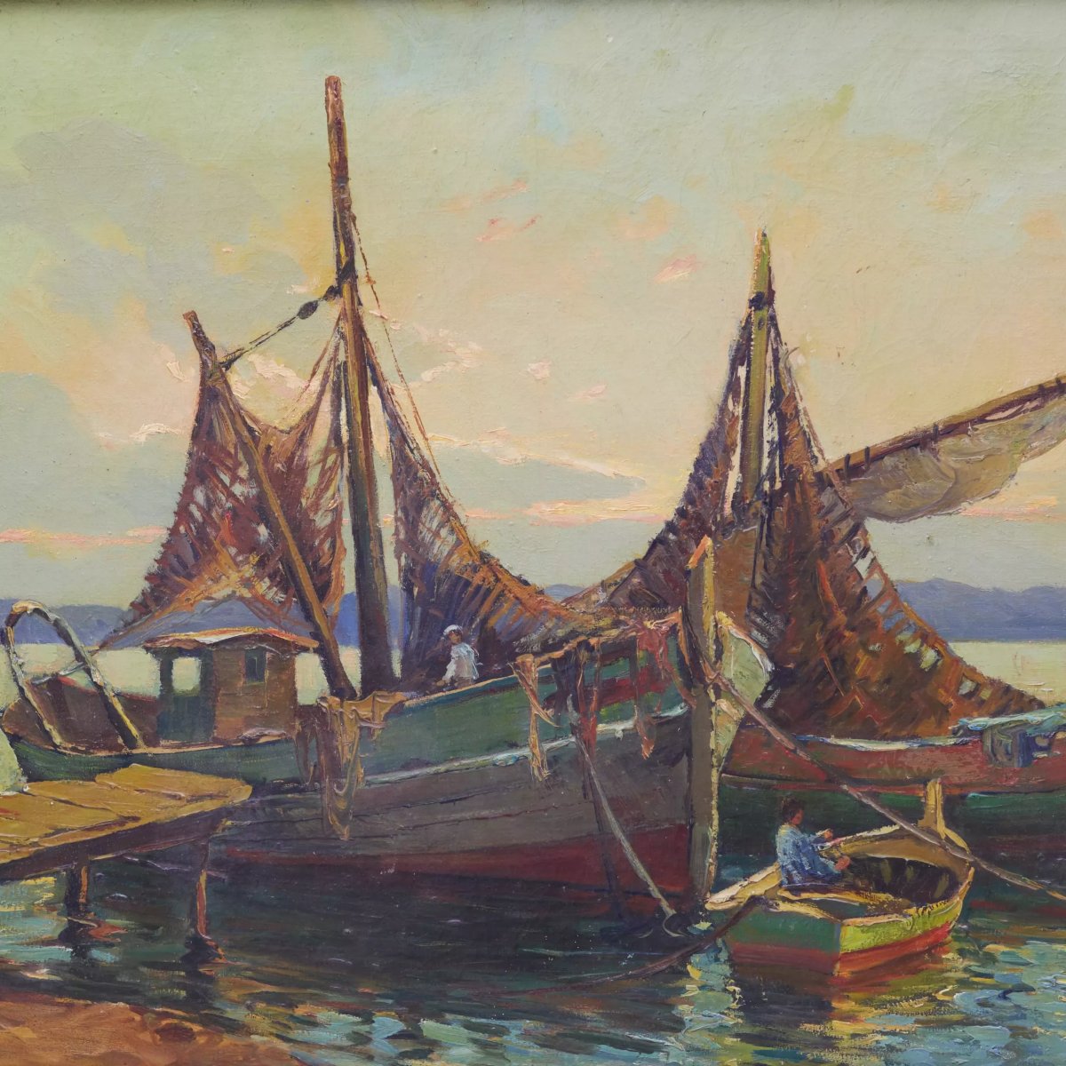Georgy Alexandrovitch Lapchine (1885–1950) Fishing Boats In France, 1930s-photo-3