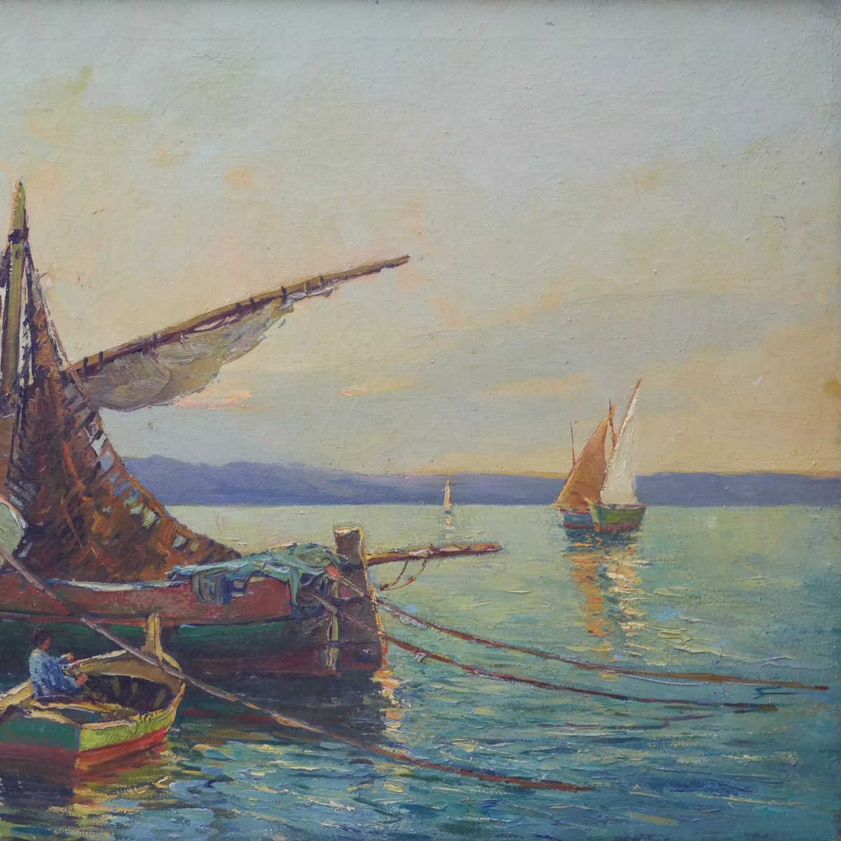 Georgy Alexandrovitch Lapchine (1885–1950) Fishing Boats In France, 1930s-photo-4