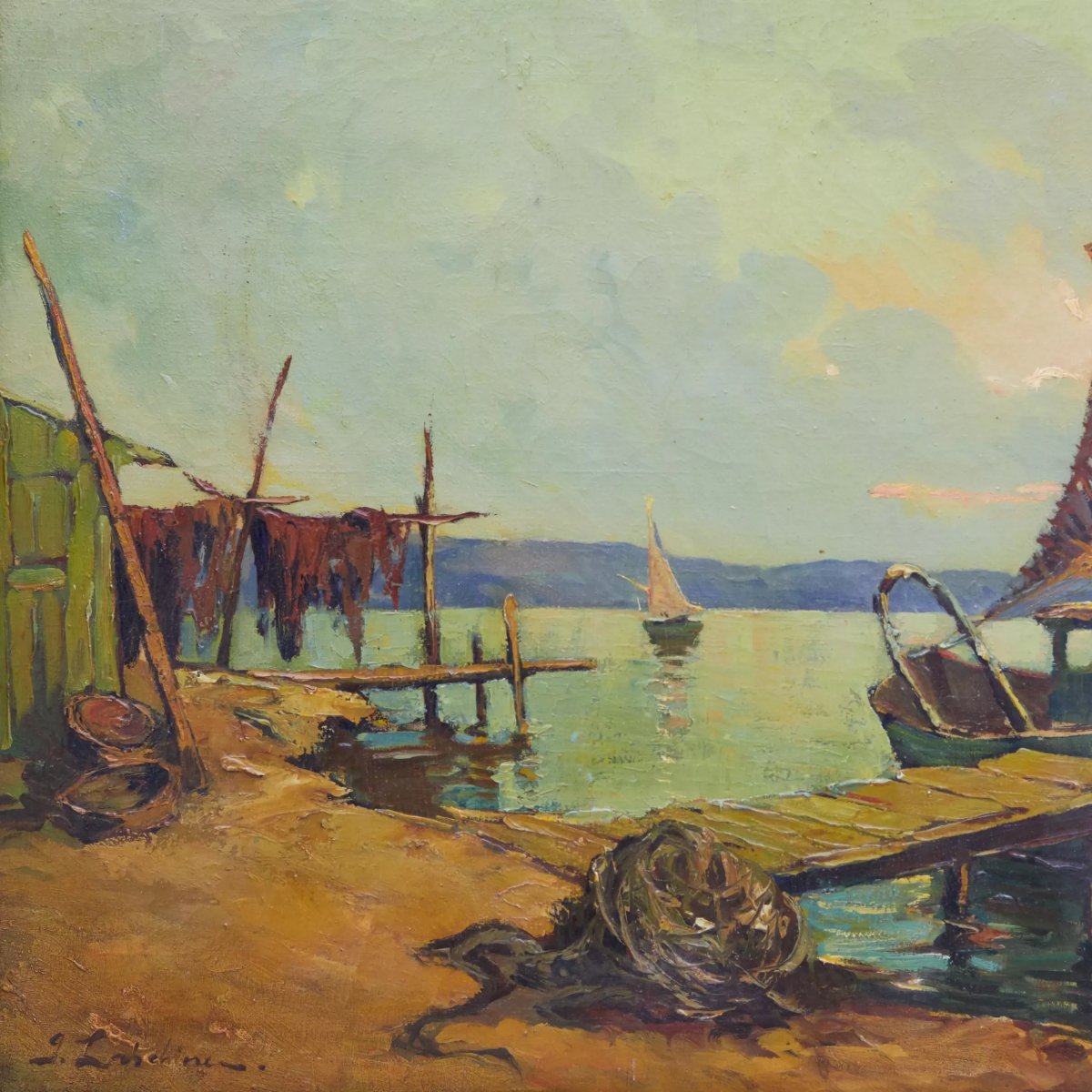 Georgy Alexandrovitch Lapchine (1885–1950) Fishing Boats In France, 1930s-photo-1