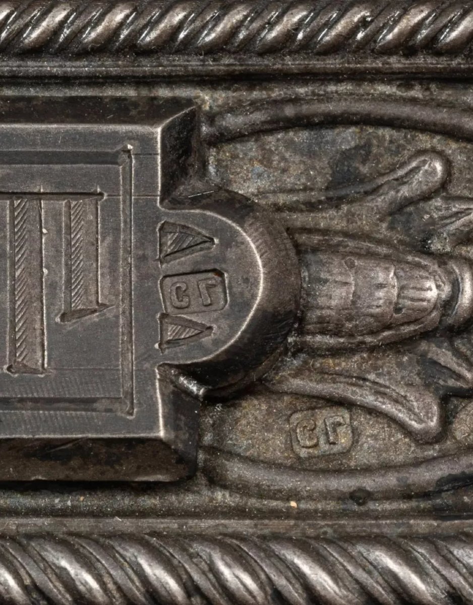 ICÔNE DU CHRIST PANTOCRATOR AVEC BASMA EN ARGENT. SEMION GRIGORIEVITCH GALKINE.-photo-2