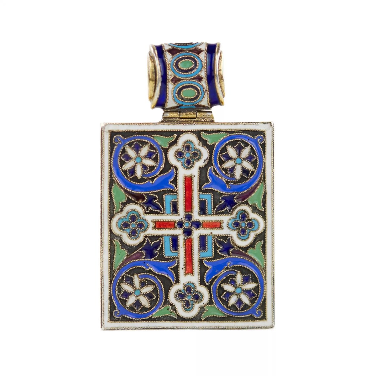 ICÔNE RUSSE EN ARGENT DE L’ARCHANGE RAPHAËL, ÉMAUX PEINTS ET CLOISONNÉS. FIN DU XIXᵉ SIÈCLE. -photo-4