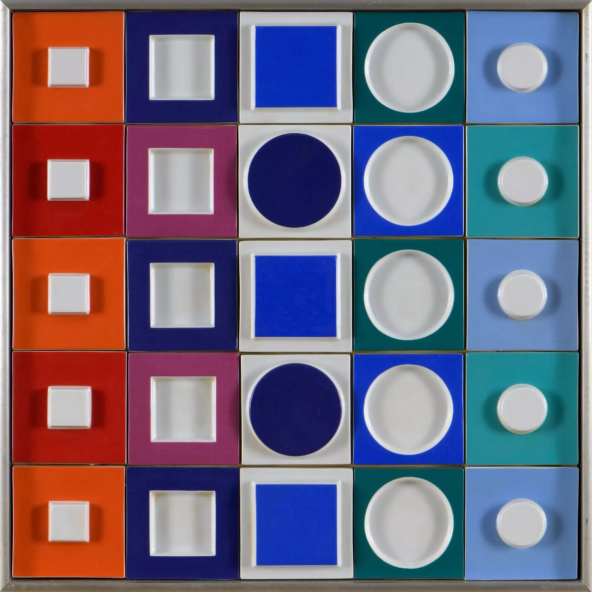 Victor Vasarely. “chromatic Geometry.” Rosenthal Studio Linie Porcelain Wall Panel.