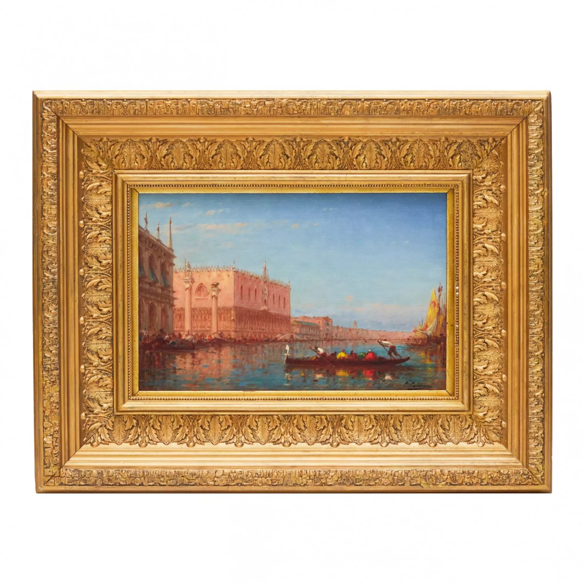 CHARLES-CLÉMENT CALDERON (1870-1906). VUE DU PALAIS DES DOGES ET DE LA PLACE SAINT-MARC À VENIS