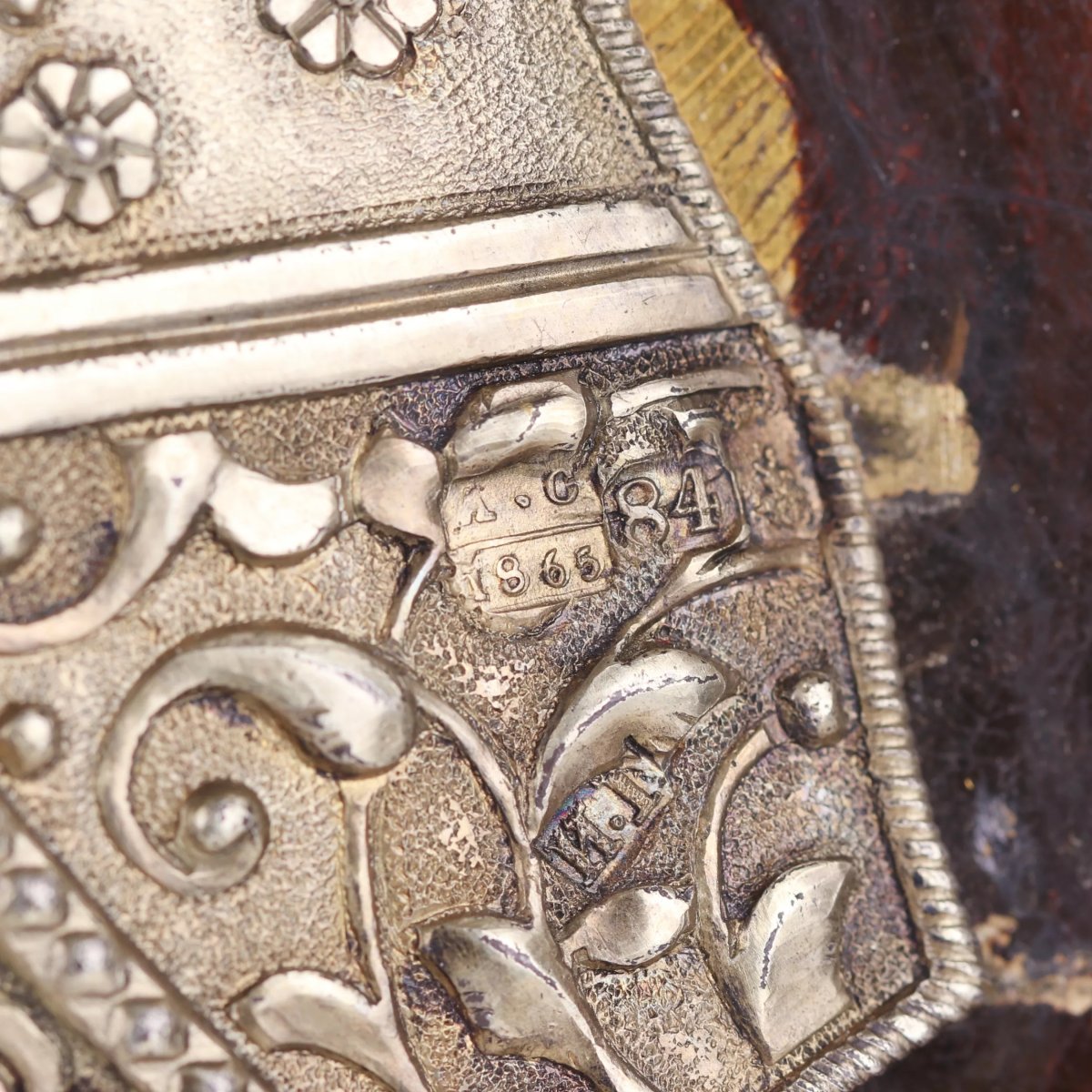 ICÔNE DU CHRIST PANTOCRATOR AVEC OKLAD EN ARGENT DE LA FABRIQUE D’IVAN SEMYONOVITCH GOUBKINE. -photo-4