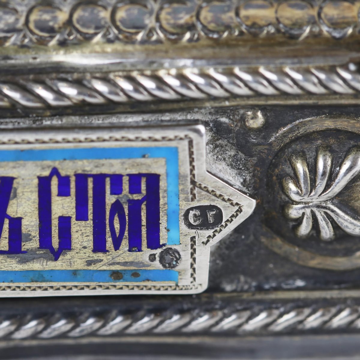 ICÔNE DE SAINT SYMÉON LE STYLITE AVEC RIZA EN ARGENT ET ÉMAIL. SEMYON GALKIN RUSSIE, MOSCOU-photo-2