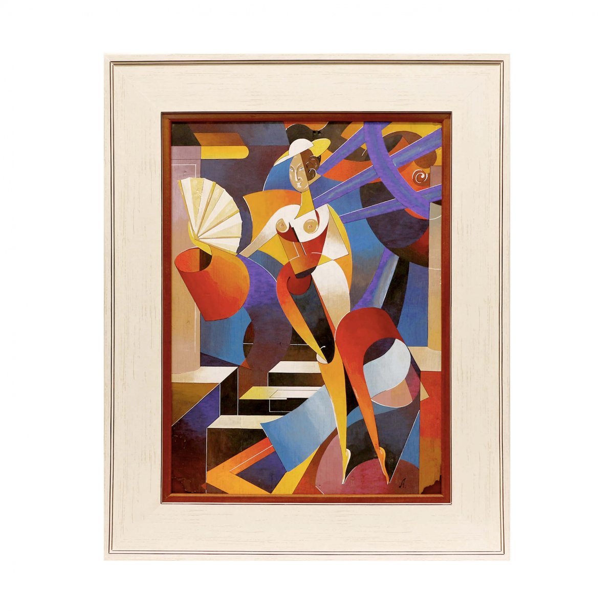 DAME À L’ÉVENTAIL. DANS L’ESPRIT D’ALEXANDER PORFYROVYCH ARCHIPENKO. CUBISME DÉCORATIF. 