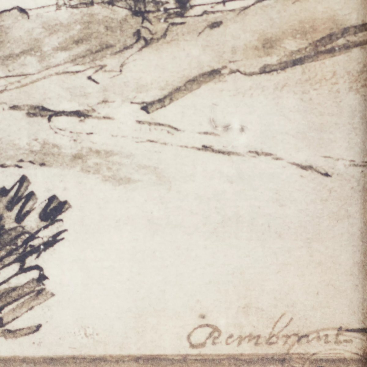 PAYSAGE AVEC CANAL. DESSIN À LA PLUME DANS L’ESPRIT DES PAYSAGES DE REMBRANDT EUROPE-photo-4
