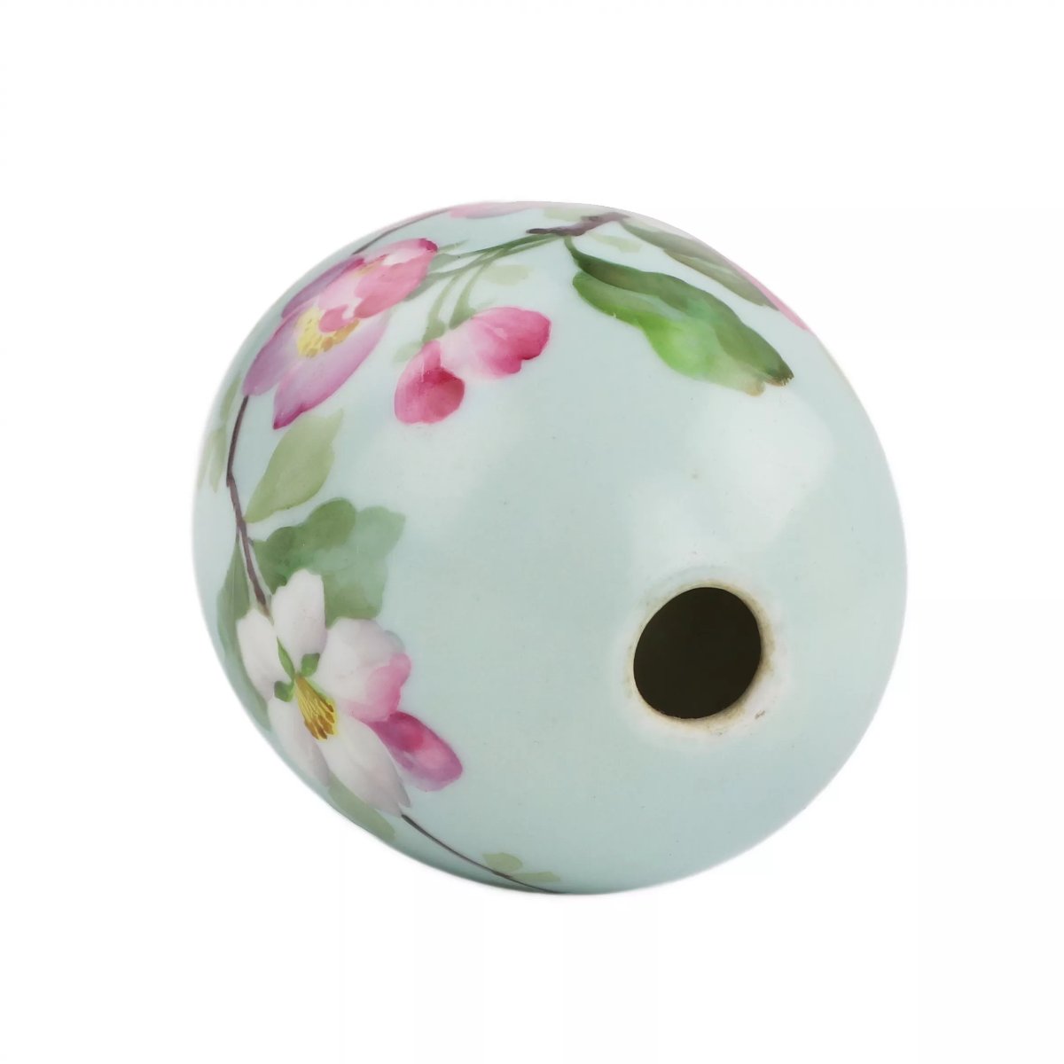 ŒUF DE PÂQUES EN PORCELAINE AVEC DÉCOR PEINT À LA MAIN — VERGER DE POMMIERS EN FLEUR RUSSIE-photo-3