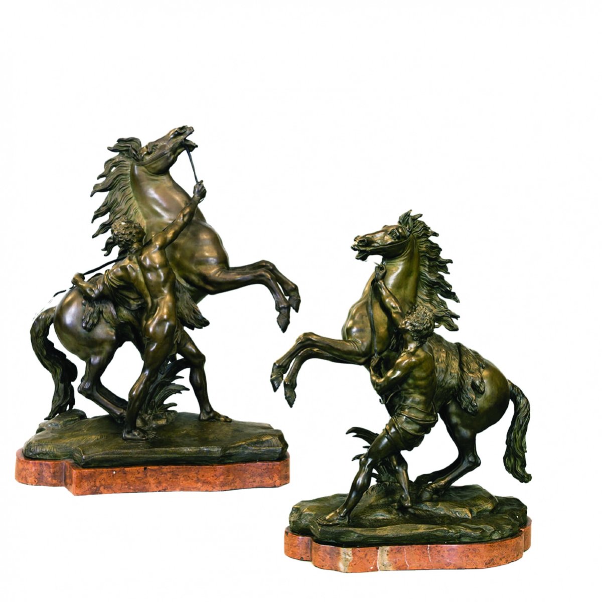PAIRE DE SCULPTURES « LES CHEVAUX DE MARLY », D’APRÈS GUILLAUME COUSTOU L’AÎNÉ (1677–1746) -photo-1