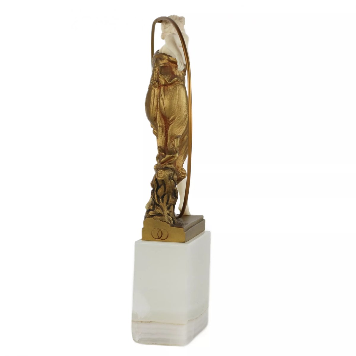 FEMME AU CERCEAU. SCULPTURE CHRYSÉLÉPHANTINE DE GEORGES MORIN. FRANCE, VERS 1920-photo-3