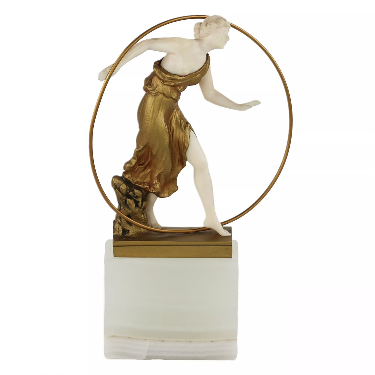 FEMME AU CERCEAU. SCULPTURE CHRYSÉLÉPHANTINE DE GEORGES MORIN. FRANCE, VERS 1920-photo-4