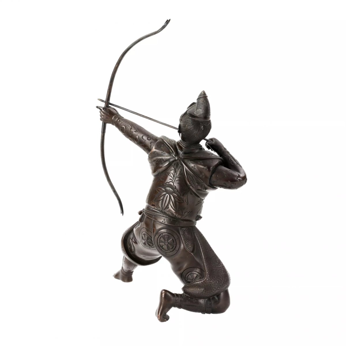 Japanese Bronze Figure Depicting A Samurai Archer. Japan, 19th Century-photo-3