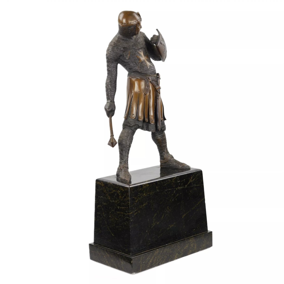 CHEVALIER DE MALTE. SCULPTURE DE CABINET EN BRONZE. EUROPE OCCIDENTALE.-photo-3