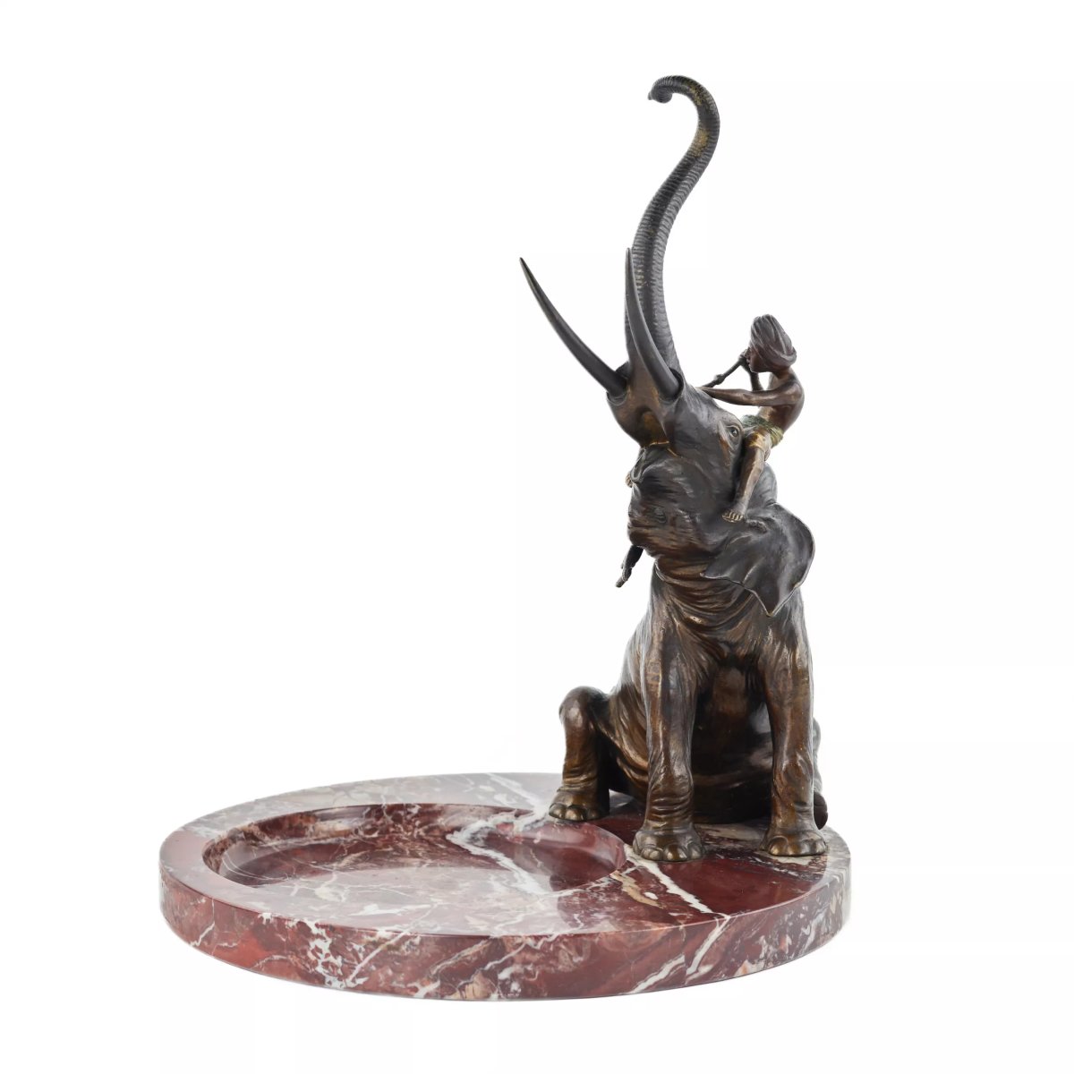 FRANZ BERGMAN. VIDE-POCHE EN BRONZE VIENNOIS À LÉLÉPHANT ET SON CORNAC. -photo-2