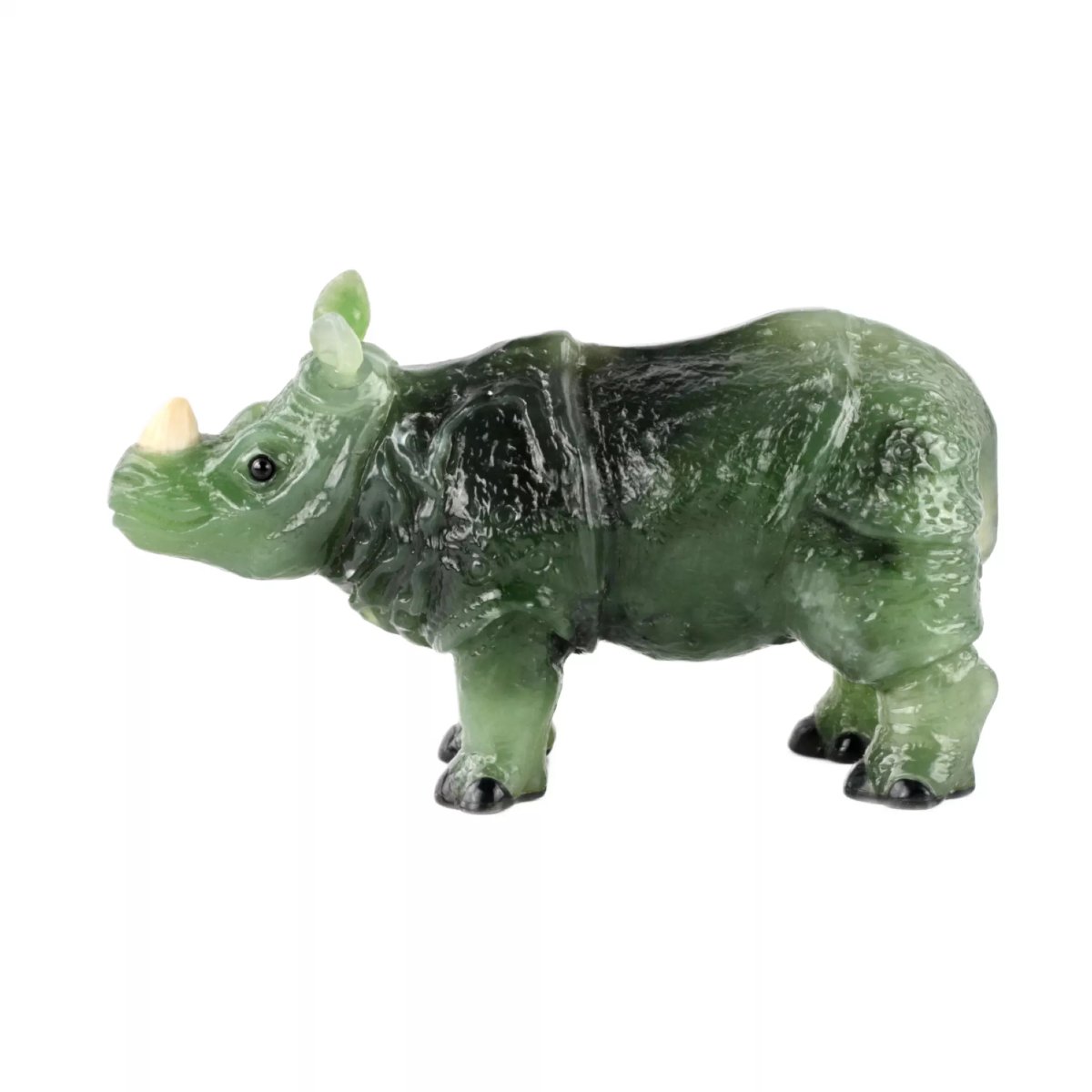 Rhinoceros In Nephrite. In The Spirit Of Fabergé. 20th Century-photo-2