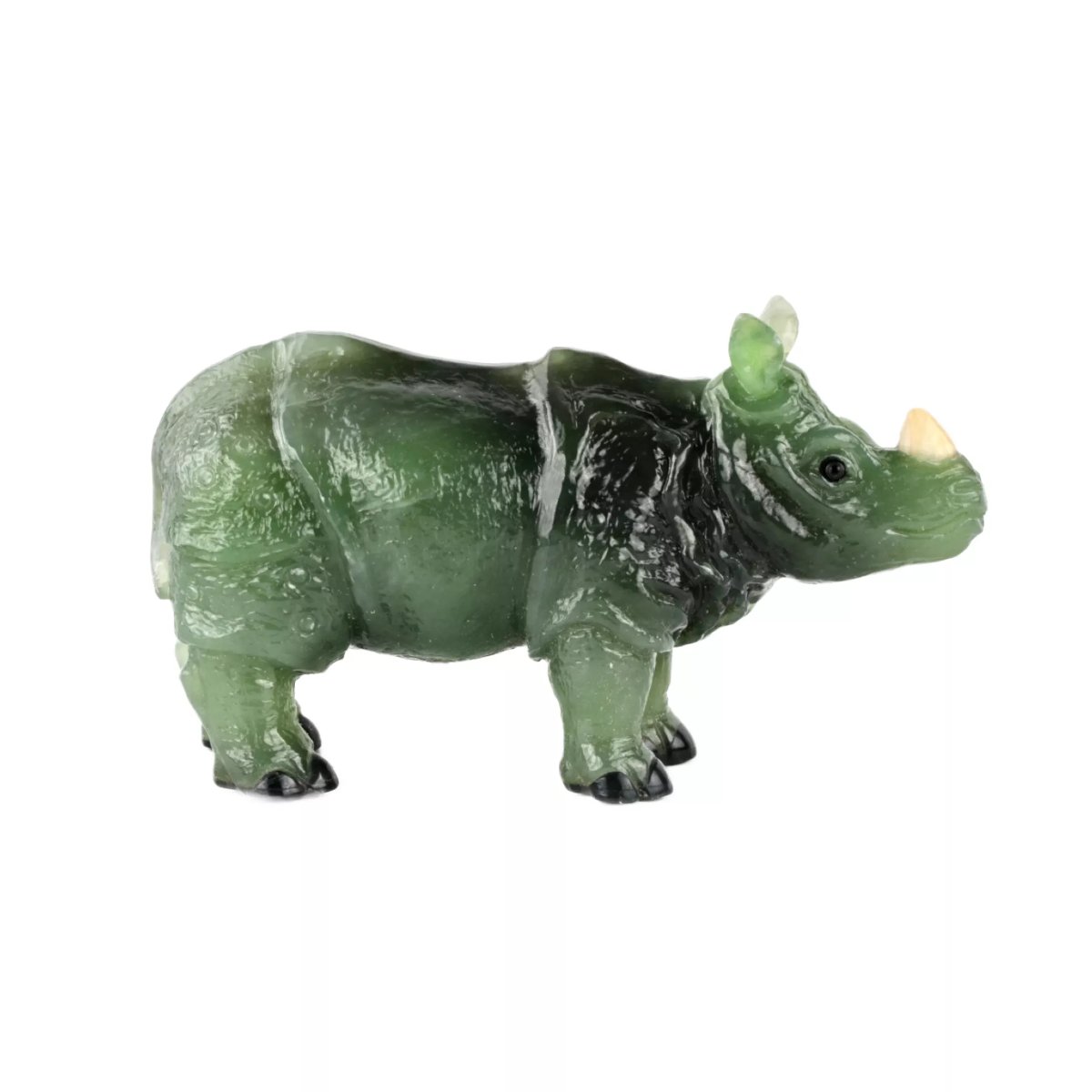 Rhinoceros In Nephrite. In The Spirit Of Fabergé. 20th Century
