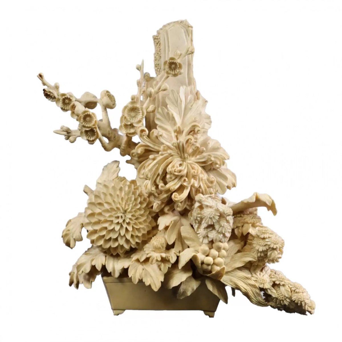 Ikebana “flowers.” Sculpted Bone Arrangement. Japan, Meiji Period, Late 19th Century