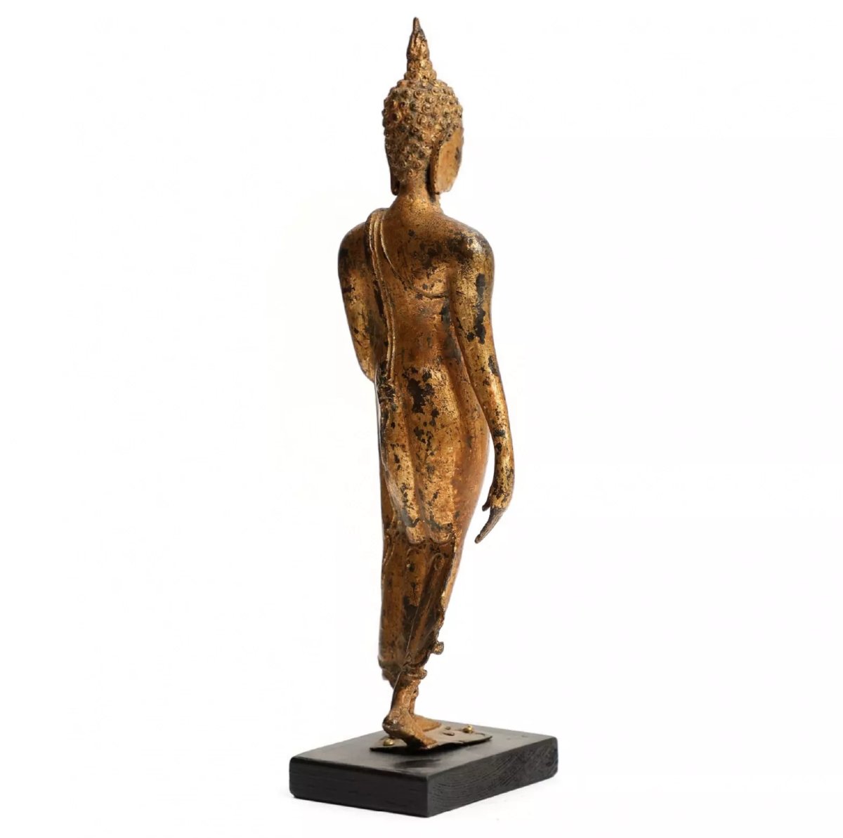 BOUDDHA MARCHANT. SCULPTURE EN BRONZE DORÉ. SIAM (THAÏLANDE). XIXE SIÈCLE-photo-2