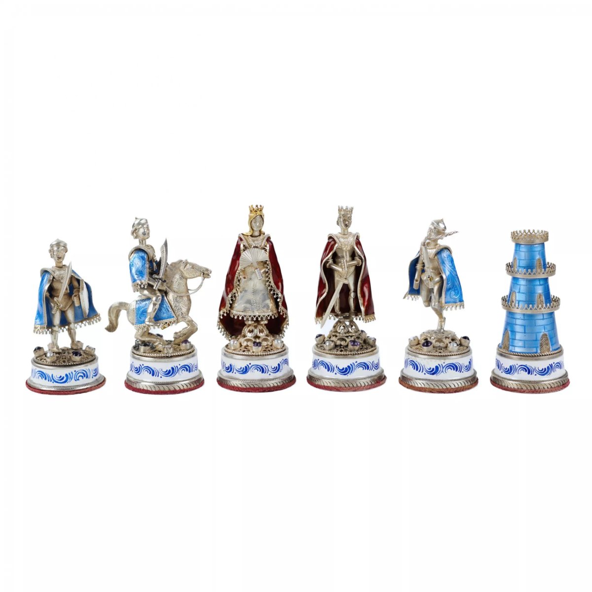JEU D’ÉCHECS DE STYLE HISTORICISTE AVEC ÉMAIL. MAÎTRE A. KÖNIG AUTRICHE-HONGRIE.-photo-6