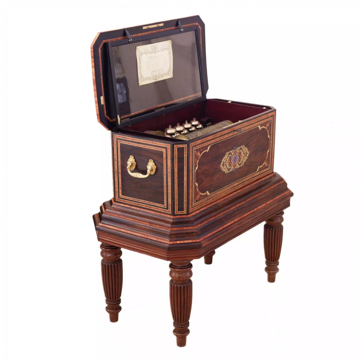 Large Swiss Orchestral Music Box On A Pedestal, Second Half Of The 19th Century-photo-2