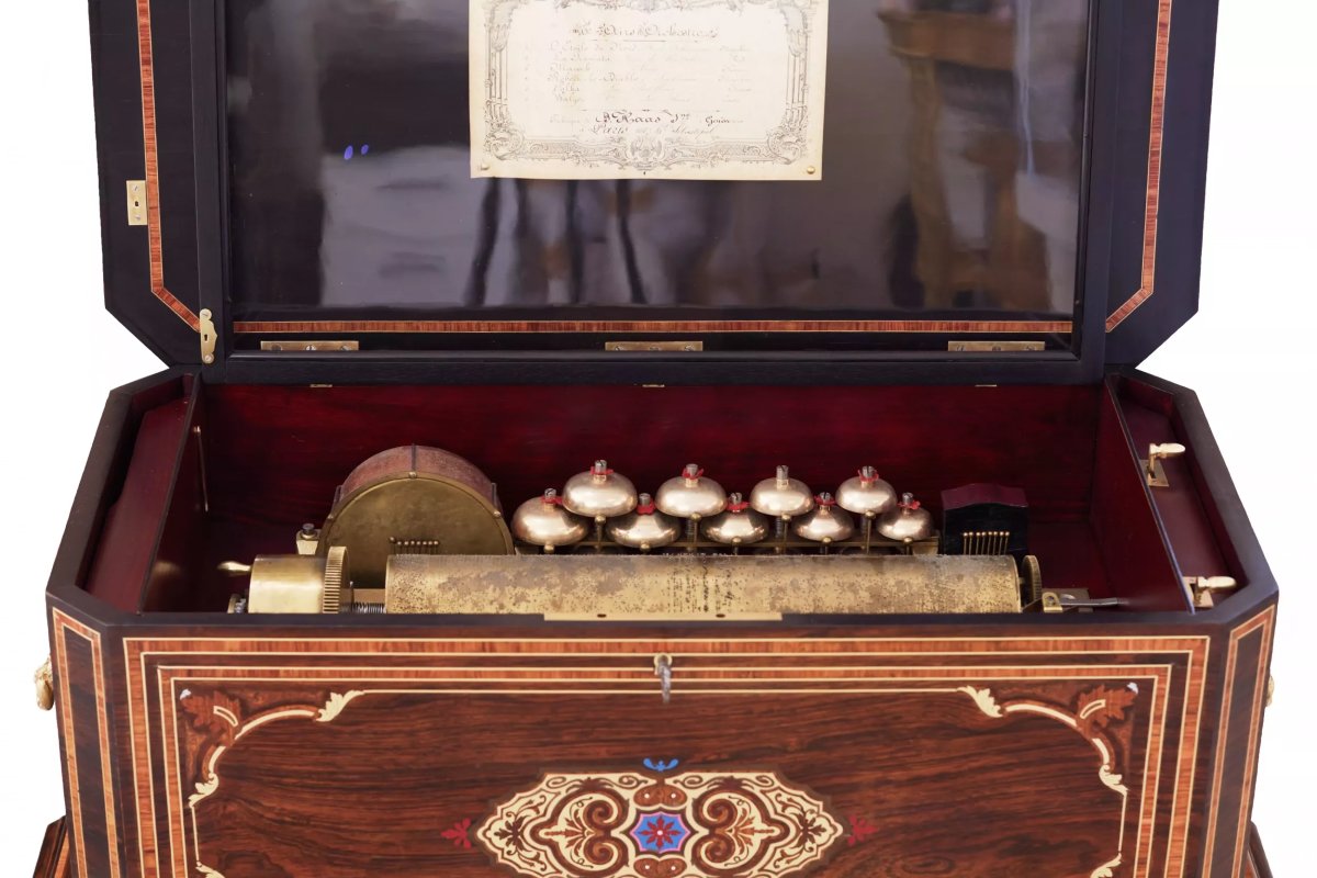 Large Swiss Orchestral Music Box On A Pedestal, Second Half Of The 19th Century-photo-3