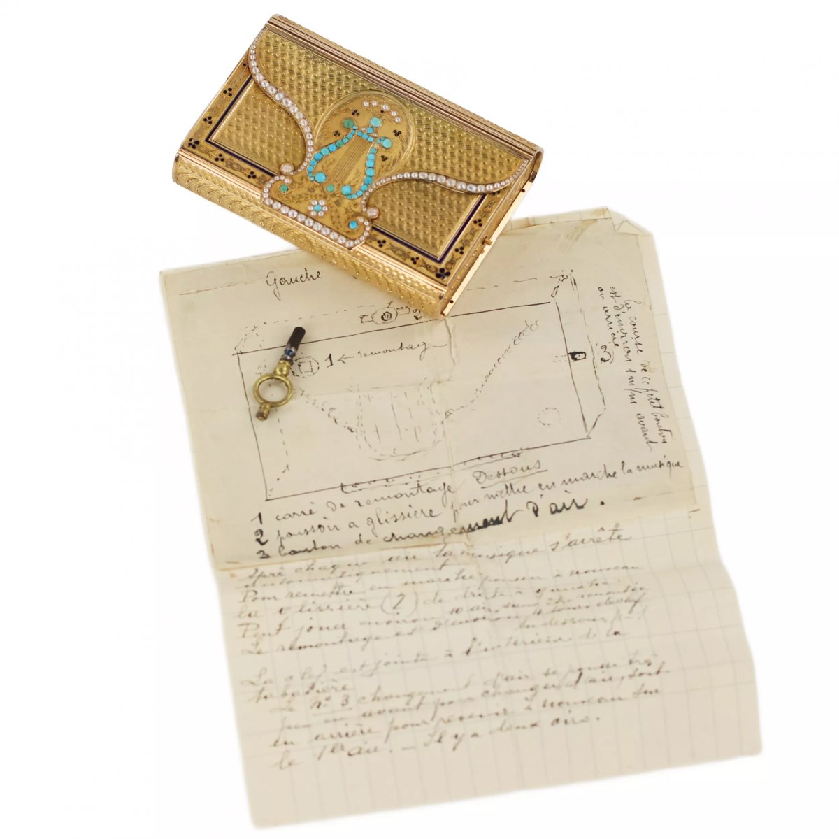 TABATIÈRE MUSICALE EN OR À LA LYRE, JEAN-GEORGE RÉMOND & CO GENÈVE, SUISSE.-photo-1