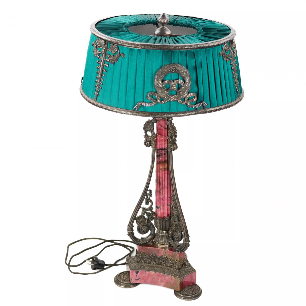 Large Table Lamp In Silver And Rhodonite. Nedmirov-kolodkin Workshop. Moscow, Circa 1890-photo-4