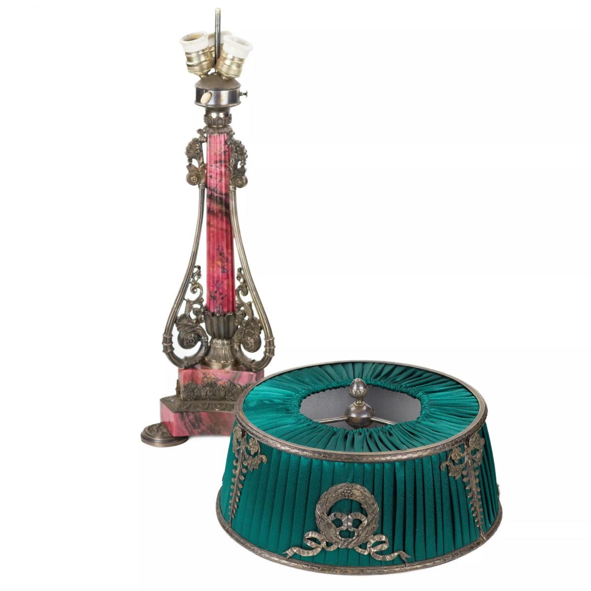 Large Table Lamp In Silver And Rhodonite. Nedmirov-kolodkin Workshop. Moscow, Circa 1890-photo-1