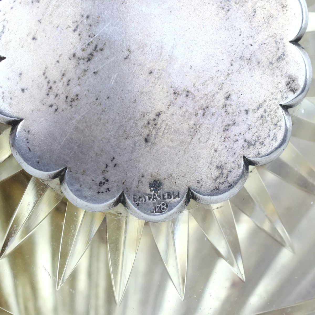 An Exceptional Pair Of Crystal Tazzas On Silver Base. By The Grachev Brothers.-photo-3