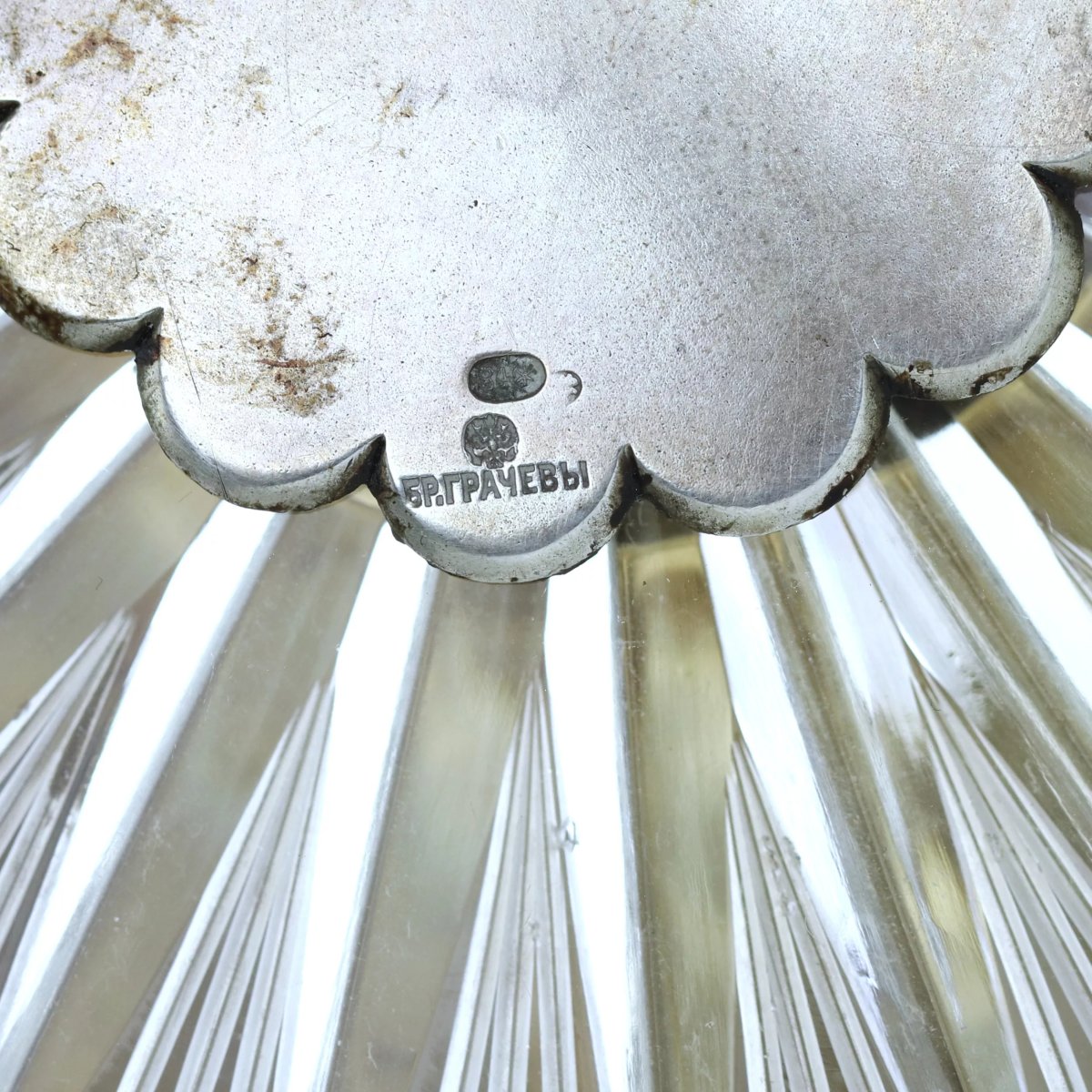 An Exceptional Pair Of Crystal Tazzas On Silver Base. By The Grachev Brothers.-photo-4