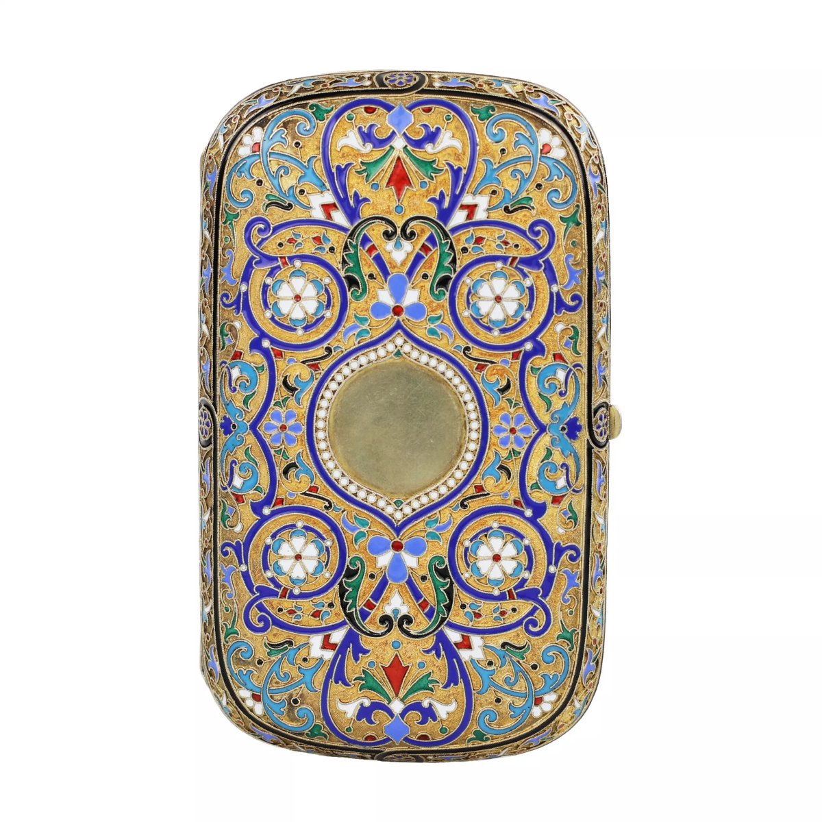 Gold-plated Silver Cigarette Case With Full-enamel And Cloisonné Work By Ivan Andreev, Moscow, 1887-photo-3