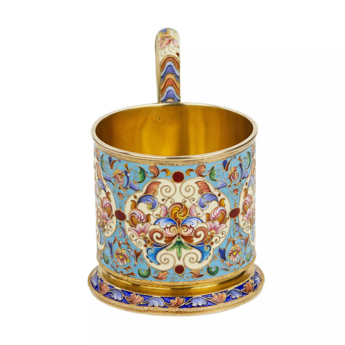 PORTE-VERRE À THÉ EN ARGENT ÉMAILLÉ CLOISONNÉ. FIODOR RUCKERT RUSSIE, MOSCOU.-photo-4