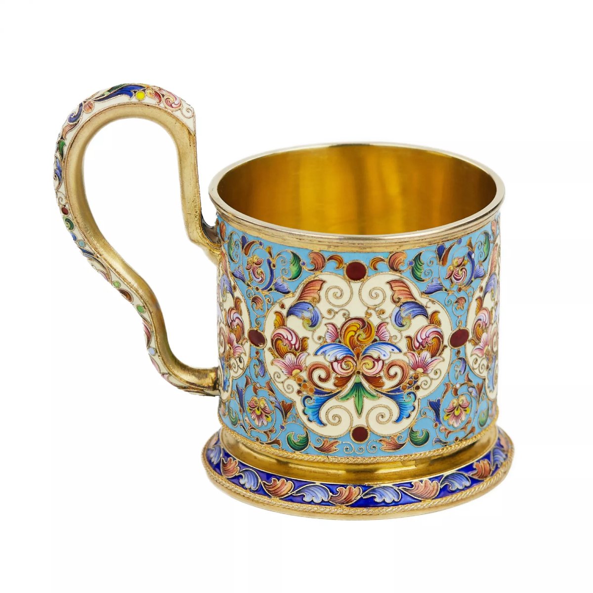 PORTE-VERRE À THÉ EN ARGENT ÉMAILLÉ CLOISONNÉ. FIODOR RUCKERT RUSSIE, MOSCOU.-photo-1