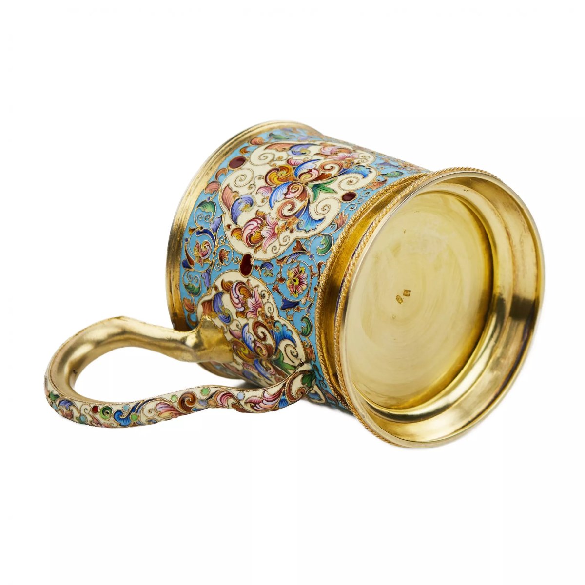PORTE-VERRE À THÉ EN ARGENT ÉMAILLÉ CLOISONNÉ. FIODOR RUCKERT RUSSIE, MOSCOU.-photo-3