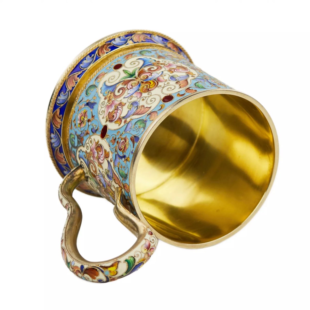 PORTE-VERRE À THÉ EN ARGENT ÉMAILLÉ CLOISONNÉ. FIODOR RUCKERT RUSSIE, MOSCOU.-photo-4
