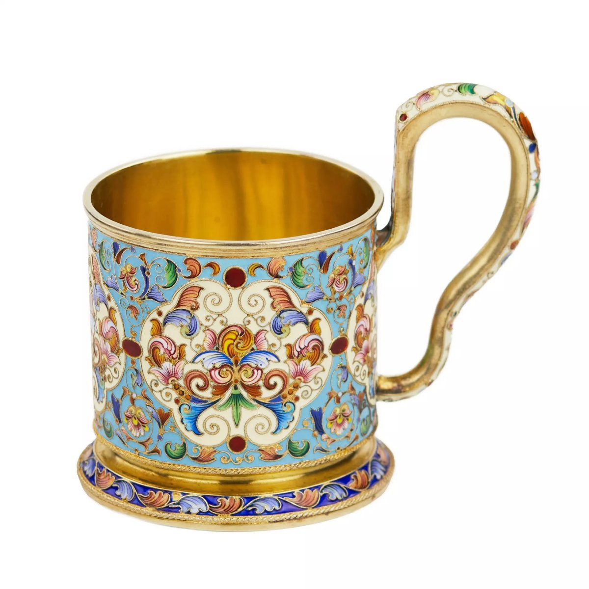 PORTE-VERRE À THÉ EN ARGENT ÉMAILLÉ CLOISONNÉ. FIODOR RUCKERT RUSSIE, MOSCOU.