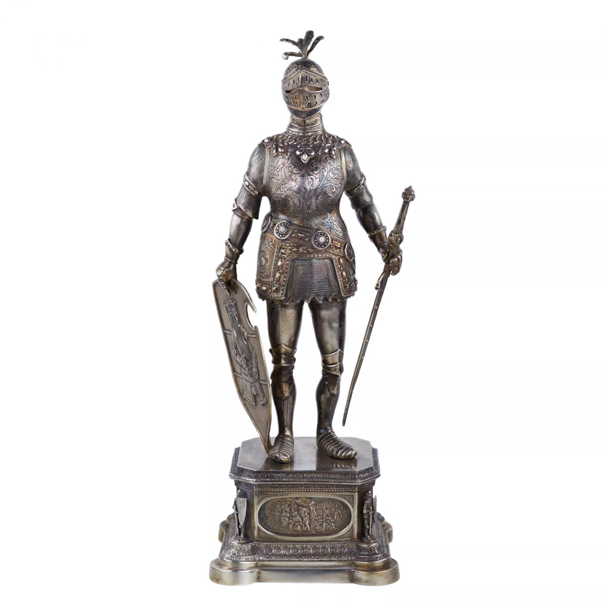 FIGURE DE CABINET EN ARGENT D’UN CHEVALIER. J. KURZ & CO. ALLEMAGNE, HANAU.-photo-2