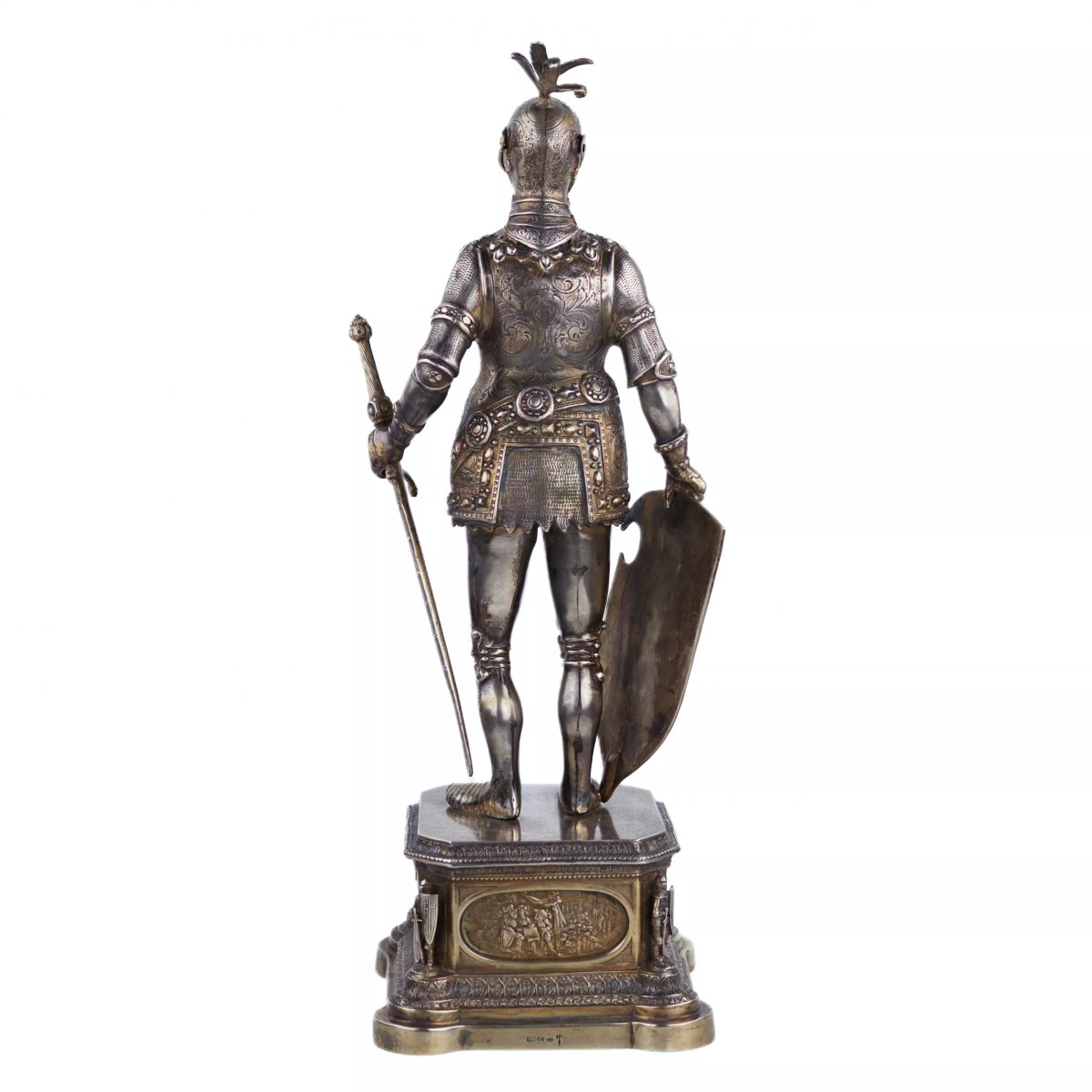FIGURE DE CABINET EN ARGENT D’UN CHEVALIER. J. KURZ & CO. ALLEMAGNE, HANAU.-photo-1
